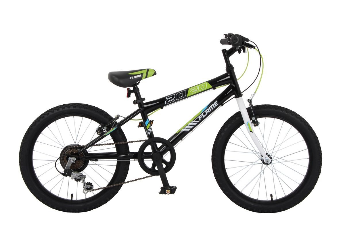 T&Y Trade Kinderfahrrad 20 Zoll Kinder Jungen Mädchen Fahrrad Mountainbike MTB Bike Flame Grün, 6 Gang Shimano, Kettenschaltung, 6 Gang von T&Y Trade