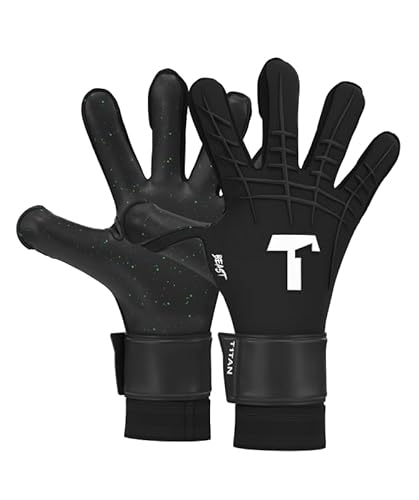 T1TAN Black Beast 3.0 - Torwarthandschuhe ohne Fingerschutz - Fußballhandschuhe für Jugendliche & Erwachsene, Unisex - Größe 10 von T1TAN