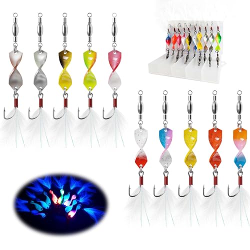 TABKSOLA Forellen Twister Spoons,Spoons Forelle Set 2.8g,10 Stück Forellen Spinner,Forellen Blinker Angeln Forelle,Forellenköder mit Federhaken TABKSOLA Forellen Twister Spoons,Spoons Forelle Set 2.8g,10 Stück Forellen Spinner,Forellen Blinker Angeln Forelle,Forellenköder mit Federhaken von TABKSOLA