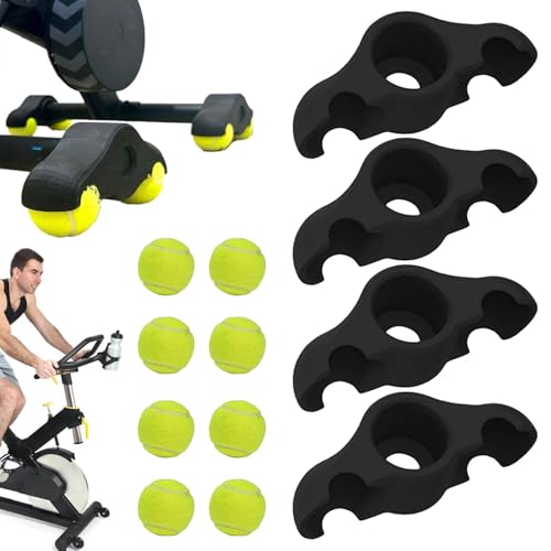 TABSIRAH Indoor Cycling Snap Rocker Feet Adapters | Anti-Rutsch 4X Rocker Plate Bike Trainer mit 8 Stück Tennisbällen – Heimtrainingsgeräte, stoßdämpfende Kern-Trainingsgeräte von TABSIRAH