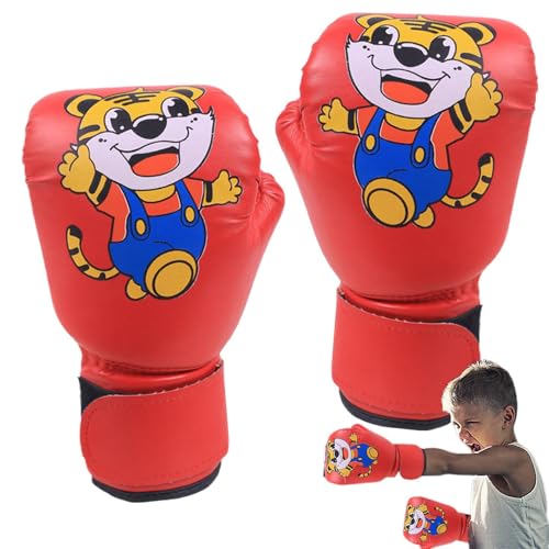 TABSIRAH Muay Thai-Handschuhe für Kinder, PU-Leder, atmungsaktiv, Cartoon-Muster, Junior-Trainingshandschuhe für Boxsack, -Pads, Boxsack, Kickboxen von TABSIRAH