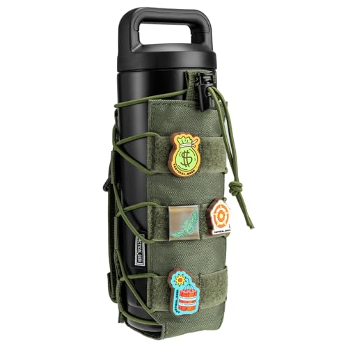 TACTICAL GEEK EXT11 Wasserflaschentasche, tragbarer Wasserflaschenträger, Reiseflaschenhalter mit Kordelzug, Verstellbarer Outdoor-Kesselträgerholster, Molle-Wasserflaschenhalter für Rucksack, Grün TACTICAL GEEK EXT11 Wasserflaschentasche, tragbarer Wasserflaschenträger, Reiseflaschenhalter mit Kordelzug, Verstellbarer Outdoor-Kesselträgerholster, Molle-Wasserflaschenhalter für Rucksack, Grün von TACTICAL_GEEK