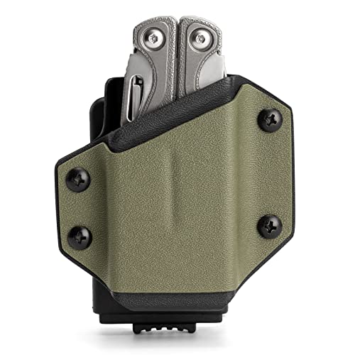 TACTICAL GEEK TGCode G4 Kydex Holster für LEATHERMAN Multitool, mit Einstellbare Spannung, Passend für die meisten Multitool Gürtelbreiten, Nylon K Scheide Clamp Taille zurück (Grün-A) von TACTICAL_GEEK