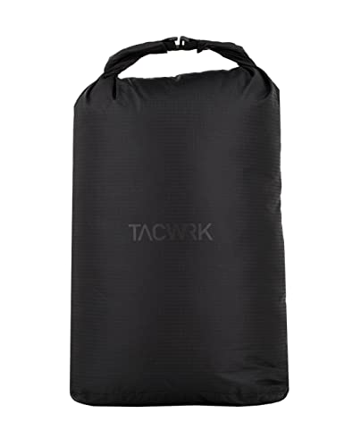 TACWRK x Tasmanian Tiger Dry Bag wasserdichte Aufbewahrungsbeutel Lightweight Trockenbeutel Polyester Packsäcken Set für Wassersport Wandern Camping, Black (10 Liter, Black, 1) von TACWRK