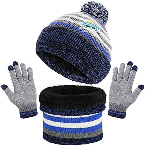 TAGVO 3 in 1 Wintermütze Beanie Hut Schal Handschuhe Set für Kinder, Winter Verdicken Fleece Thermisch Strickmütze Mütze, Schal & Handschuh-Sets, für Kinder Kinder Jungen Mädchen, 3-6 Jahre von TAGVO