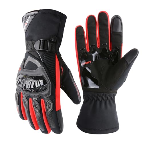 TAGVO Winter Motorrad Handschuhe, Warm Winddicht Wasserdicht, Vollständiger Fingerschutz Sensorbildschirm Motorradhandschuhe, REIT Handschuhe für Herren Damen von TAGVO