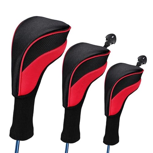 SchläGerkopfhüLlen Golfschläger-Kopfbedeckungen for Hölzer, Set 1#, 3#, 5#, Driver-Kopfbedeckung, Schwarz Golf SchläGerhauben(R) von TAIGUHUI