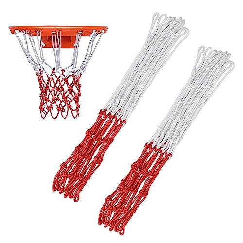 2 Stück Basketballnetz - Profi Basketball Netz, Ballnetz Netz für Basketballkorb, Korbnetz Outdoor Basketball Korb Netz (Rot + Weiß) von TAIHE