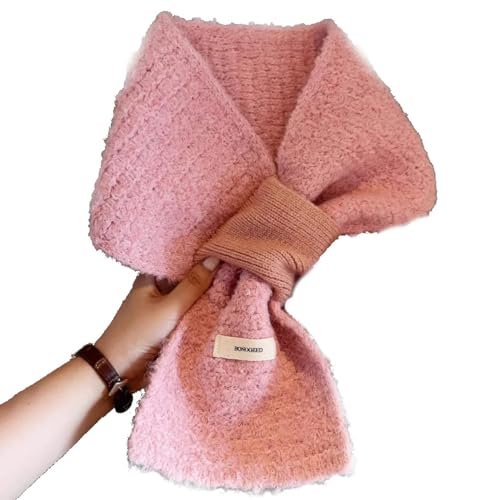 TAITUS Kleiner Strickschal für Damen, Warmer Häkelschal für Herbst und Winter, Musselinschal, modischer Winterschal für Damen, Damenschals für den Winter, Kleiner Strickschal für Damen (M,Pink) von TAITUS