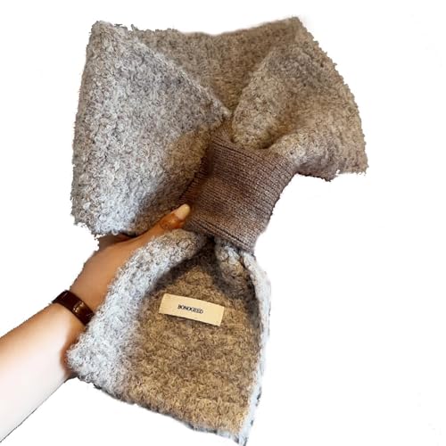 TAITUS Kleiner Strickschal für Damen, Warmer Häkelschal für Herbst und Winter, Musselinschal, modischer Winterschal für Damen, Damenschals für den Winter, Kleiner Strickschal für Damen (M,Coffee) von TAITUS