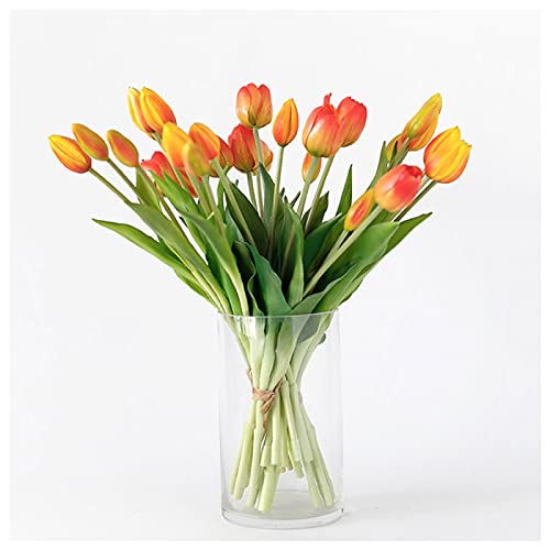 TAIYUESHAN Künstliche Blumen, Kunstblumen, Tulpenstrauß und Glasvase, Set aus Kunststoff, Kunsthandwerk, Wohnzimmerstrauß (Orange A) von TAIYUESHAN