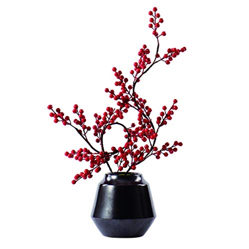 TAIYUESHAN Künstliche Blumen, Seidenblumen, Beeren-Bonsai und Schwarze Vase Werden verwendet, um künstliche Blumen-Bonsai anzuzeigen von TAIYUESHAN