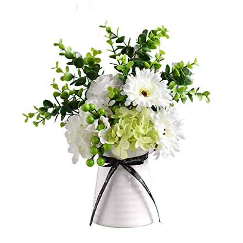 TAIYUESHAN Künstliche Blumen Blumen Dekoration - Seidenblumen Set mit Keramikvase, Gefälschte Pflanzen Eukalyptusblätter Beeren für Haus/Küche/Schlafzimmer/Esstisch Dekoration Flora Hello von TAIYUESHAN