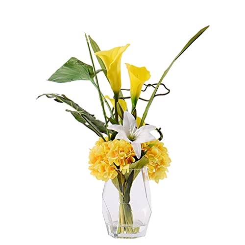 TAIYUESHAN Künstliche Blumen Künstliche Calla Lilie Blume Anordnung In Glas Vase Gefälschte Hortensien Blumen Geeignet von TAIYUESHAN