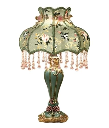 TAIYUESHAN Nachttischlampe, Tischlampe aus Kunstharz, europäische Pastorale Nachttischlampe, Lampenschirm aus Stoff, Nachttischlampe für Wohnzimmer, Schlafzimmer, Nachttischlampe für Schlafzimmer (C, von TAIYUESHAN