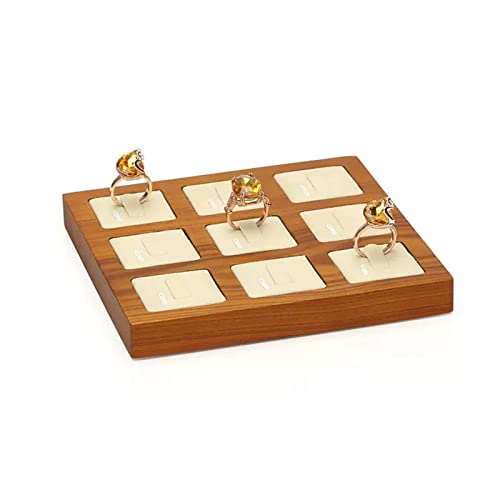 TAIYUESHAN Schmuckständer 9 Bits Ring-Ohrring-Präsentationstabletts Holzring-Präsentationsständer Schaukasten Ring-Präsentations-Organizer-Tablett Ringhalter Schmuckhalter von TAIYUESHAN