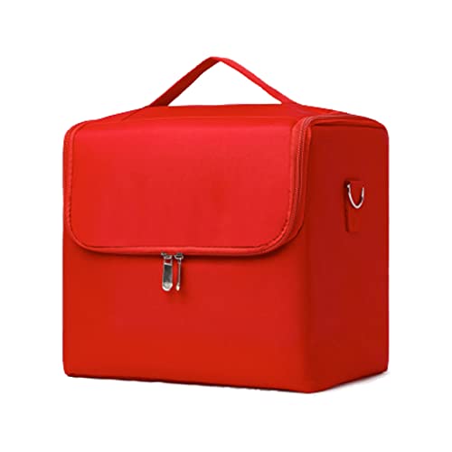 TAKOXIA Starke Tasche, Make-up-Tasche, Handheld, großes Fassungsvermögen, mehrschichtiges Maniküre-/Friseurwerkzeug, rot, 26*28*20cm von TAKOXIA