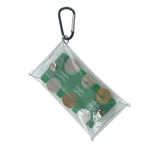 TAKOXIA Starke Tasche, tragbare PVC-Münzgeldbörse für Reisen, stilvoller japanischer Stil, Geldtasche mit Clip, grün, Size: Approx. 65 x 115 mm von TAKOXIA