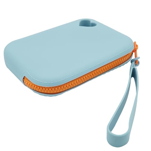 TAKOXIA Starke Tasche, tragbare Silikon-Aufbewahrungstasche, einfach zu tragen, zur Aufbewahrung von Make-up, Schreibwaren und Elektronik, hellblau, 12*9*2.5cm von TAKOXIA