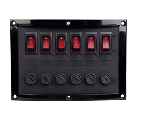 Schalttafel Schalter 6er Schalterpanel Kippschalter mit Sicherungen 12/24 Volt von Talamex