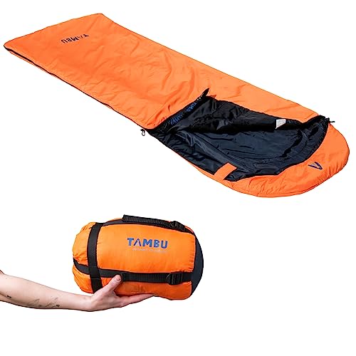 TAMBU HASA - Deckenschlafsack 3°-16°C für Erwachsene 80x230cm - Leichter Schlafsack outdoor aus PFC-freiem Polyester - Schlafsack kleines Packmaß - Sleeping Bag für Camping & Reise-Aktivitäten von TAMBU