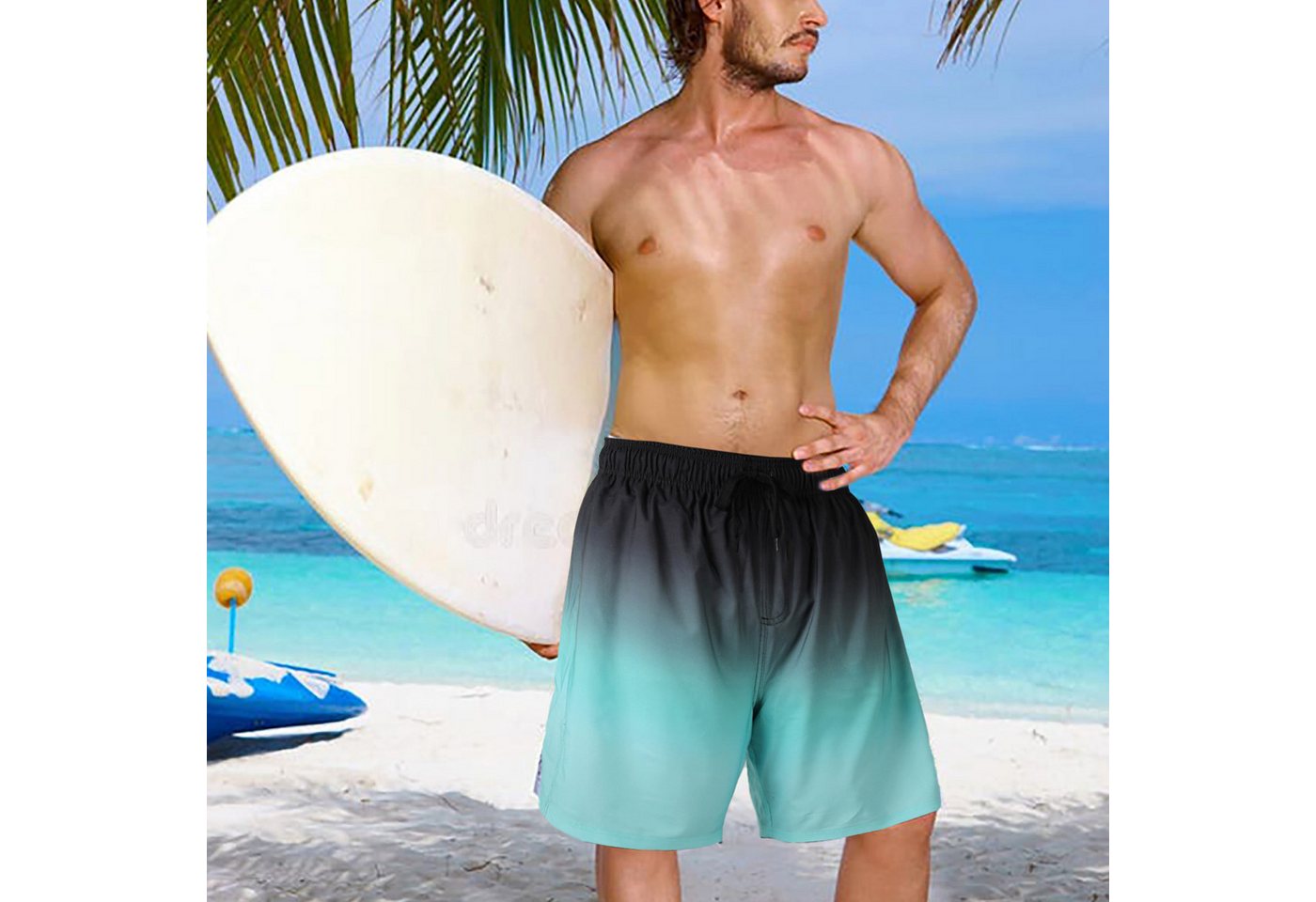 TAN.TOMI Badehose Herren Badehose Kurzen Strandhose Sporthose Schwimmhose Farbverlauf Muster Badeshorts mit Futter, erhältlich in vielen Größen von TAN.TOMI