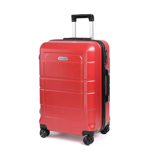 TANTOMI Hartschalen Koffer Trolley, 4 Rollen – 360° Drehbar, Handgepäck Reisekoffer, Aluminium Teleskopstange, Zahlenschloss (L – 65L, Rot) TANTOMI Hartschalen Koffer Trolley, 4 Rollen – 360° Drehbar, Handgepäck Reisekoffer, Aluminium Teleskopstange, Zahlenschloss (L – 65L, Rot) von TANTOMI