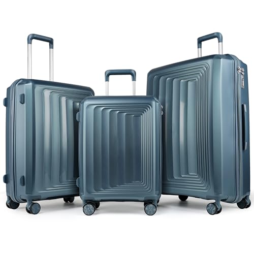 TAN.TOMI Kofferset 3 Teilig Hartschale, Handgepäck Koffer Set, Hartschalenkoffer Reisekoffer mit 4 Rollen Leicht Trolley Rollkoffer PP Material Suitcase mit 3-Stelliges Passwortsperre von TAN.TOMI