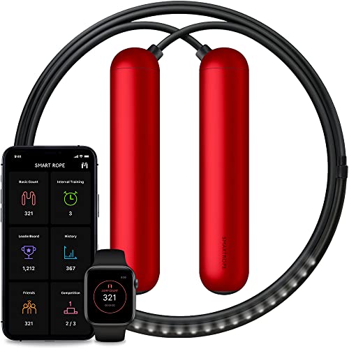 TANGRAM Factory Smart Rope – LED-eingebettetes Springseil - Sehen Sie Ihre Fitnessdaten in der Luft, während du springst (S, Rot) von TANGRAM
