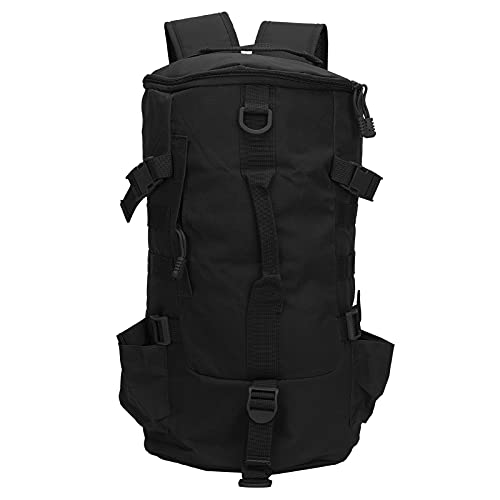 TANIQIACA Tragbarer zylindrischer Angelrucksack mit großem Fassungsvermögen und Rutenhalter, Polyestermaterial, mehrere Tragemöglichkeiten, robust und wasserdicht für Angelliebhaber (Black) von TANIQIACA