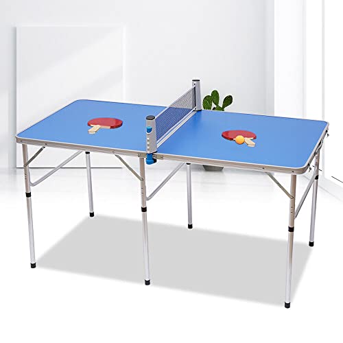 Tischtennis-Mini-Tisch-Set Klappbar wetterfest und leicht inklusive Tischtennisnetz 152x76x76cm von TAPMING