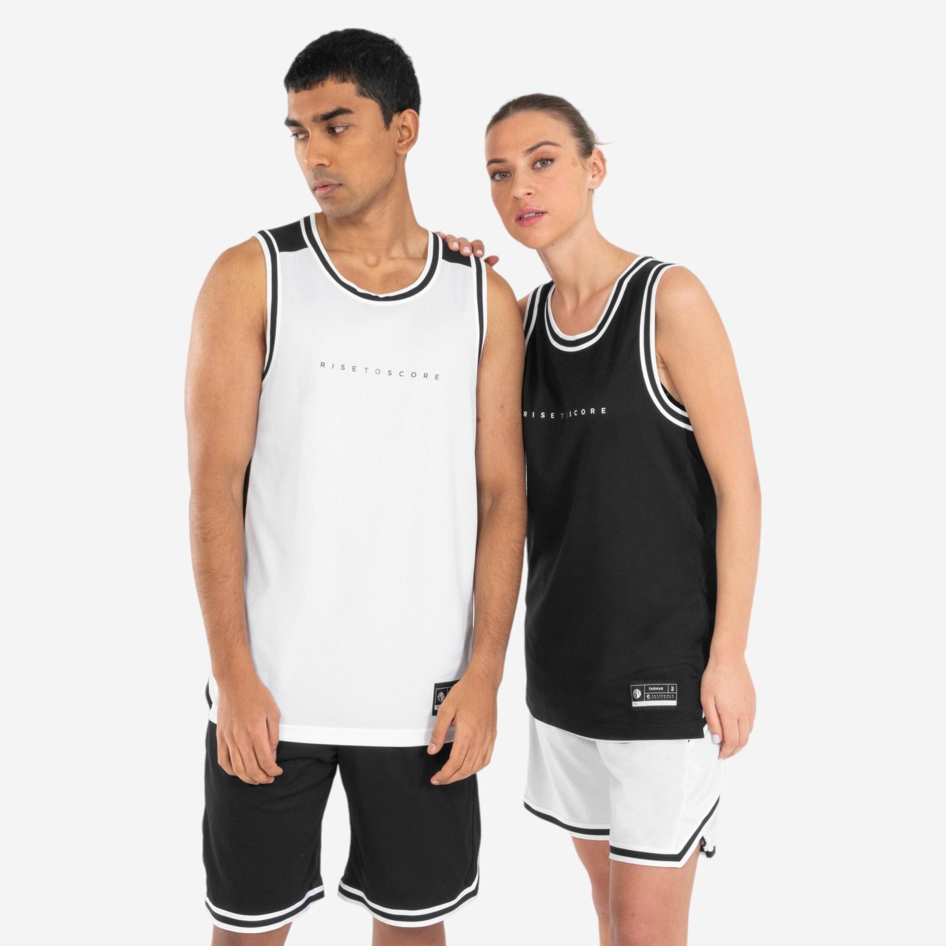Damen/Herren Basketball Trikot wendbar ärmellos - T500 schwarz/weiß Damen/Herren Basketball Trikot wendbar ärmellos - T500 schwarz/weiß von TARMAK