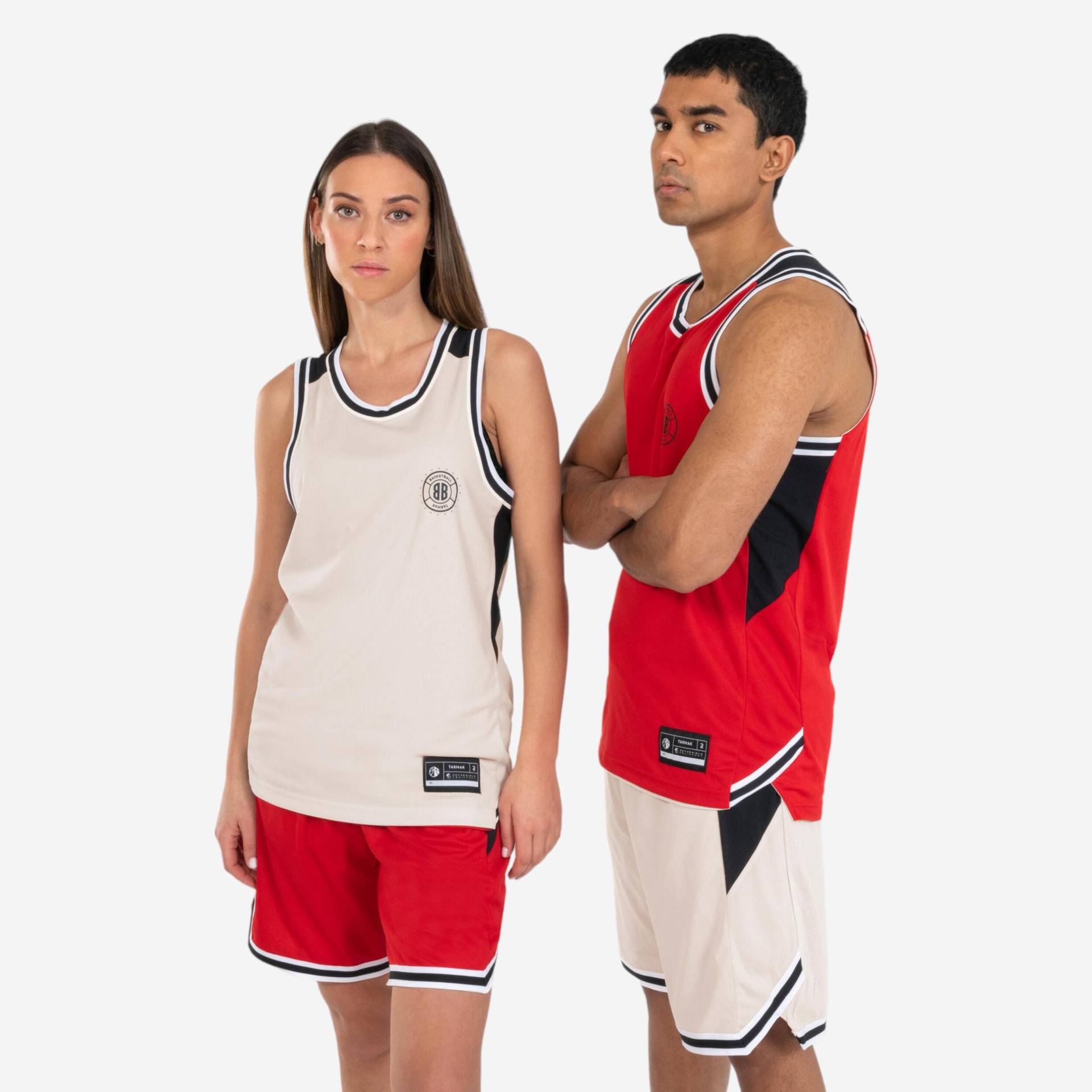 Damen/Herren Basketball Trikot ärmellos wendbar - T500 rot/beige Damen/Herren Basketball Trikot ärmellos wendbar - T500 rot/beige von TARMAK