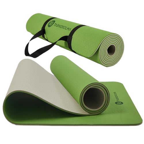 TASHIDROLMA Yogamatte Rutschfest, TPE Gymnastikmatte Mit Tragegurt, Sportmatte Für Fitnessstudio, Zuhause, Reisen, 183x61cm Dicke 6 mm von TASHIDROLMA