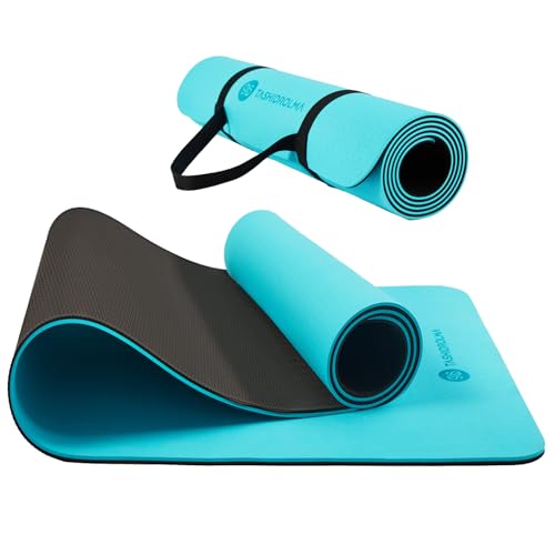 TASHIDROLMA Yogamatte Rutschfest, TPE Gymnastikmatte Mit Tragegurt, Sportmatte Für Fitnessstudio, Zuhause, Reisen, 183x61cm Dicke 6 mm von TASHIDROLMA