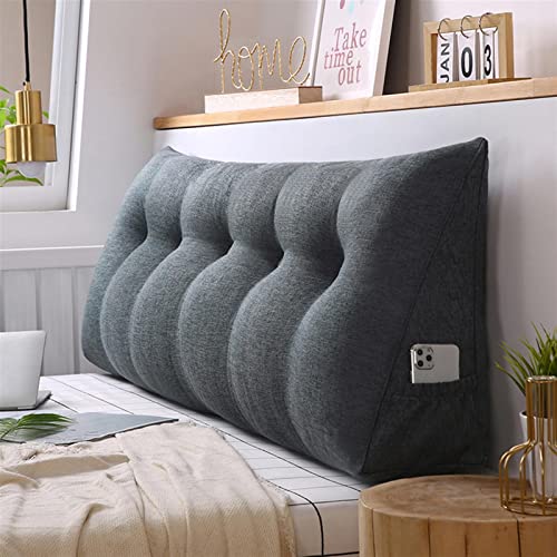 TAUIANE Bettruhe RüCkenlehne Dreieckiges Keil Kopfteil Kissen GroßEs Nackenrollen Kissen Positionierungs StüTze Abnehmbar Mit Seitentaschen Zum Sitzen Tagesbett Sofa Etagenbett,008,120×50×20cm von TAUIANE