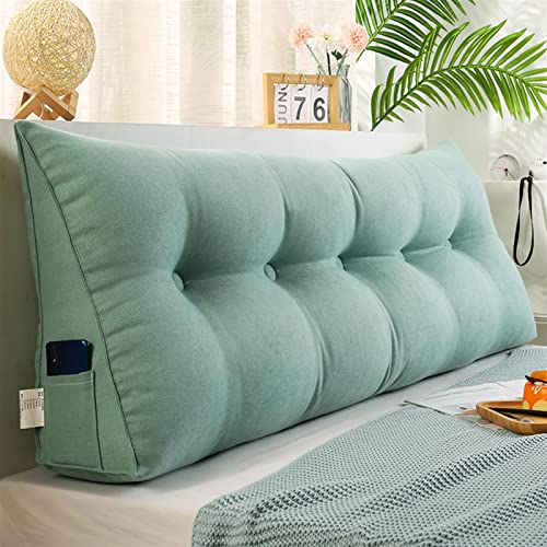 TAUIANE Dreieckiges Kopfteilkissen, LuxuriöSes Lendenwirbelkissen, Dreiecks Lesekissen, KeilföRmiges Kopfteilkissen In Volltonfarbe, Mit Abnehmbarem Bezug, FüR Bett Sofa,Light Blue,L60×W20×H50cm von TAUIANE