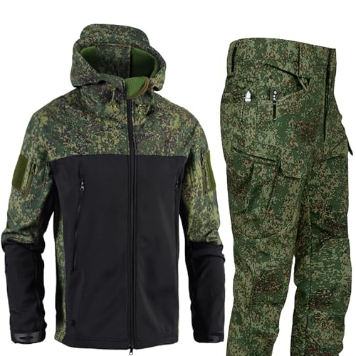 TAUIANE MilitäRische Softshell AnzüGe Wasserdichter Camouflage MilitäR Uniform Anzug Taktische Jacke Und Hose FüR Herren Armee Kampfanzug Wasserdichter Winddichter Schneeanzug 2 Teilig,003,4XL von TAUIANE