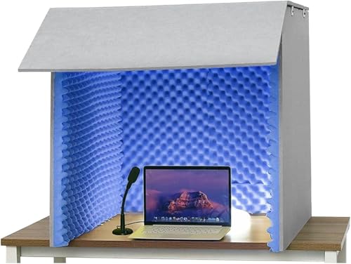 TAUIANE Tragbare Gesangsaufnahmekabine Schalldichte Schreibtischabdeckung Selbstgebaute Tonkabinenbox Stimmabsorbierende Abschirmung Hochdichter, Absorbierender Schaumstoff,08,80X80X80CM von TAUIANE