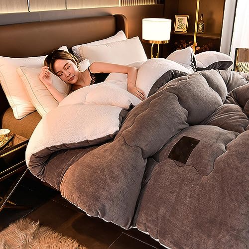 TAUIANE WinterbettwäSche - Bettdecke, Doppelseitige Samtdecke, Verdickte, Superweiche, Isolierende Winterdecke, Wende PlüSchdecke, Bettdeckenkern FüR Bett/Couch,Grau,200×230cm(4kg) von TAUIANE