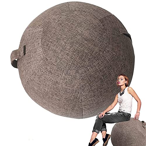 TAUIANE YogaballhüLle Mit Griffen, Sitzende YogaballhüLle, SchüTzender Fitness Yogaball, Fitnesstraining, Maschinenwaschbar,Braun,75cm von TAUIANE