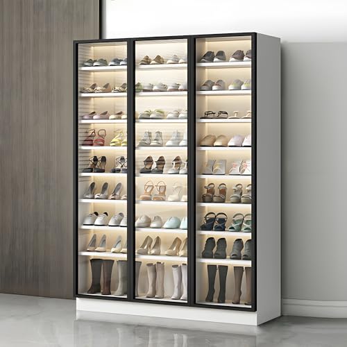 TBSZCM Schuhschrank, Schuhaufbewahrungsschrank, Schuhregal, Glastür-Schuhregale mit verstellbaren Regalen für Eingangsbereich, Foyer, Flur, Schlafzimmer – 35,4" L x 13,8" B x 70,9" H, Weiß von TBSZCM