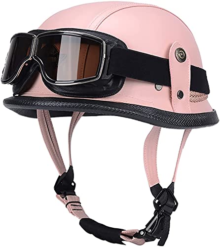 Motorrad Halbhelm Retro Leder Deutscher Stil Halbhelm Jethelm Mit Schutzbrille Brain-Cap Helm DOT/ECE-Geprüfter Roller Helm Antikollisionshelm Für Herren Damen 2,XXL Motorrad Halbhelm Retro Leder Deutscher Stil Halbhelm Jethelm Mit Schutzbrille Brain-Cap Helm DOT/ECE-Geprüfter Roller Helm Antikollisionshelm Für Herren Damen 2,XXL von TBTB