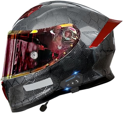 Bluetooth Motorradhelm Damen Herren Full Face Helm DOT/ECE-Zertifizierter Mit Anti-Fog Sonnenblende Motorrad Modular Helm Mopedhelm Schutzhelm Integralhelm Für Cruiser Chopper 11,M=57-58CM von TBTBZXCV