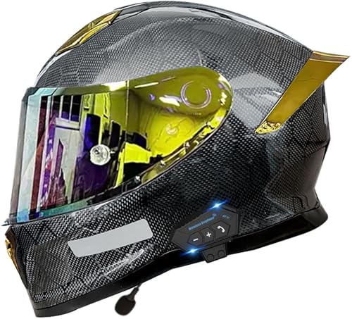 Bluetooth Motorradhelm Damen Herren Full Face Helm DOT/ECE-Zertifizierter Mit Anti-Fog Sonnenblende Motorrad Modular Helm Mopedhelm Schutzhelm Integralhelm Für Cruiser Chopper 12,M=57-58CM von TBTBZXCV