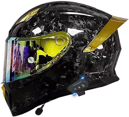 Bluetooth Motorradhelm Damen Herren Full Face Helm DOT/ECE-Zertifizierter Mit Anti-Fog Sonnenblende Motorrad Modular Helm Mopedhelm Schutzhelm Integralhelm Für Cruiser Chopper 6,L=59-60CM von TBTBZXCV