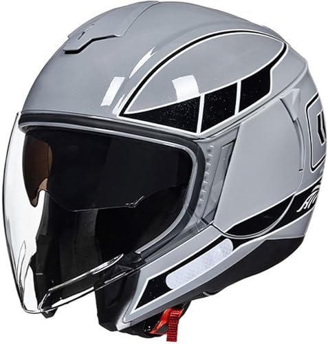 Erwachsenen Motorradhelm Scooter-Helm, Mode Halboffener Helm Mit Doppelvisier, DOT/ECE-Zertifizierung Motorrad Halbschalenhelm, Jet-Helm Cruiser Scooter Helm Für Damen Und Herren 15,M=57-58CM von TBTBZXCV