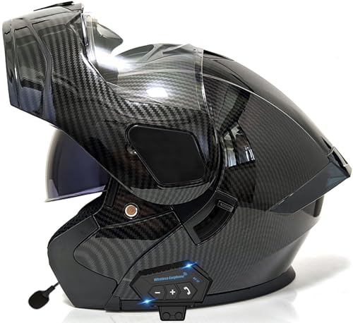 Modular Motorrad Integrierter Bluetooth-Helm Mit Doppelvisier, DOT/ECE Zulassung Motorrad Klapphelm, Motorradhelm Integralhelm Sturzhelm Für Herren Und Damen Erwachsene 1,L=59-60CM von TBTBZXCV