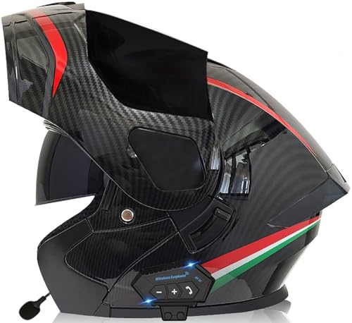 Modular Motorrad Integrierter Bluetooth-Helm Mit Doppelvisier, DOT/ECE Zulassung Motorrad Klapphelm, Motorradhelm Integralhelm Sturzhelm Für Herren Und Damen Erwachsene 4,XXL=63-64CM von TBTBZXCV