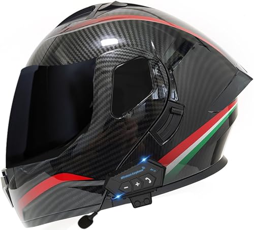 Modular Motorrad Integrierter Bluetooth-Helm Mit Doppelvisier, DOT/ECE Zulassung Motorrad Klapphelm, Motorradhelm Integralhelm Sturzhelm Für Herren Und Damen Erwachsene 8,XXL=63-64CM von TBTBZXCV